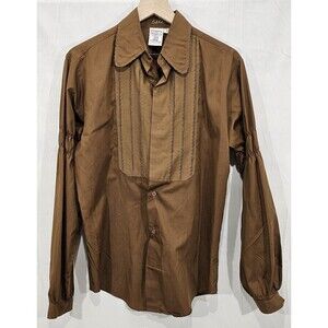 Vintage 70s Kennington Funky Groovy Beaded Long Sleeve Shirt Brown Mens M Disco
